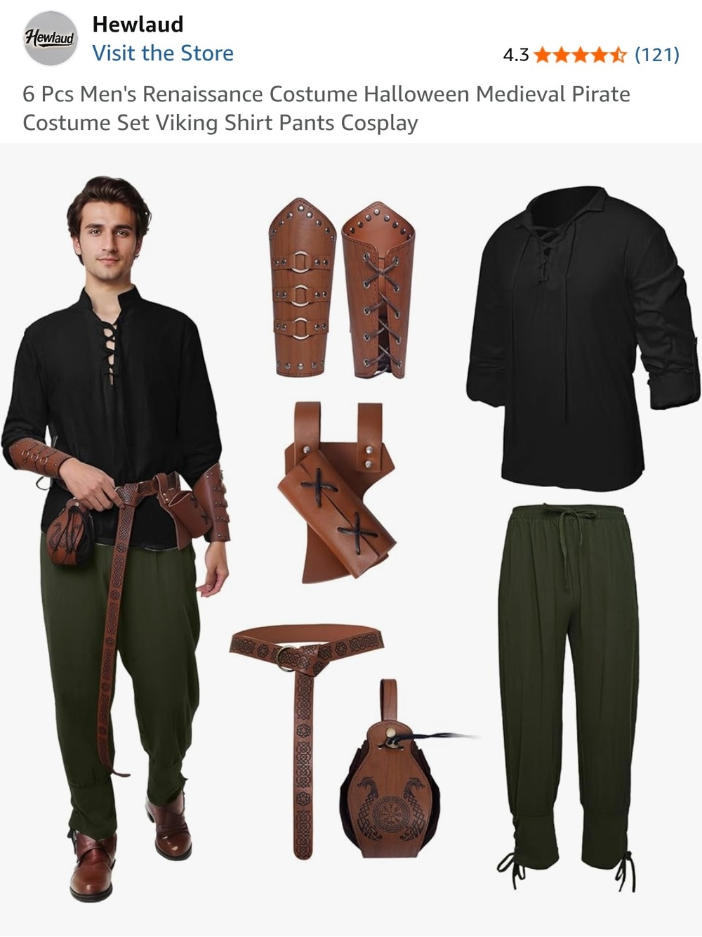 Medieval Leather Costume Accessories Set in Brown